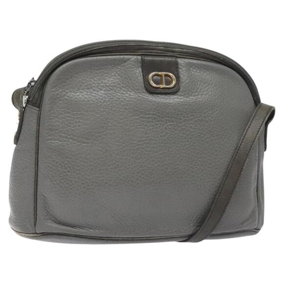 DIOR Shoulder Bag Leather Gray Gold - Picture 1 of 12